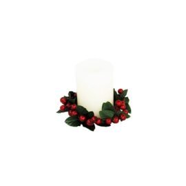 CANDLE RING 8cm BERRY LEAF