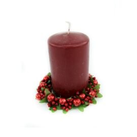 CANDLE RING 7cm BERRY BAUBLE RED